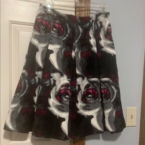 Express Black and White Pleated A-Line Skirt